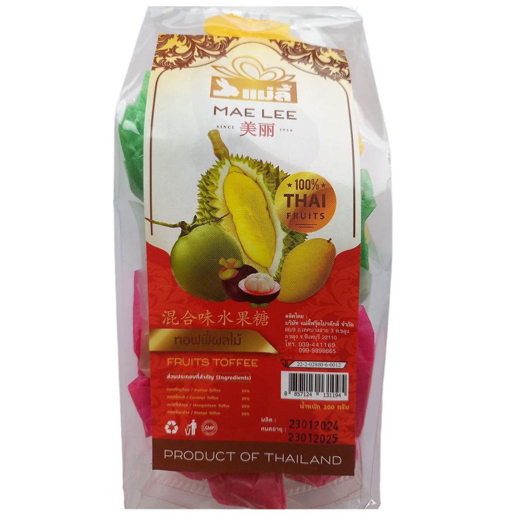 Ириски Fruits Toffee. Нежные конфеты ассорти вкусов (Кокос, Манго, Дуриан, Мангостин) 200 гр.