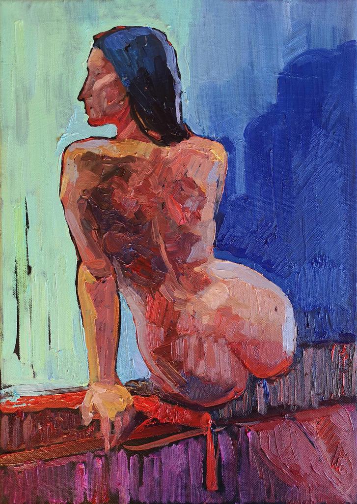 "Обнаженная с плетью”  30х40см