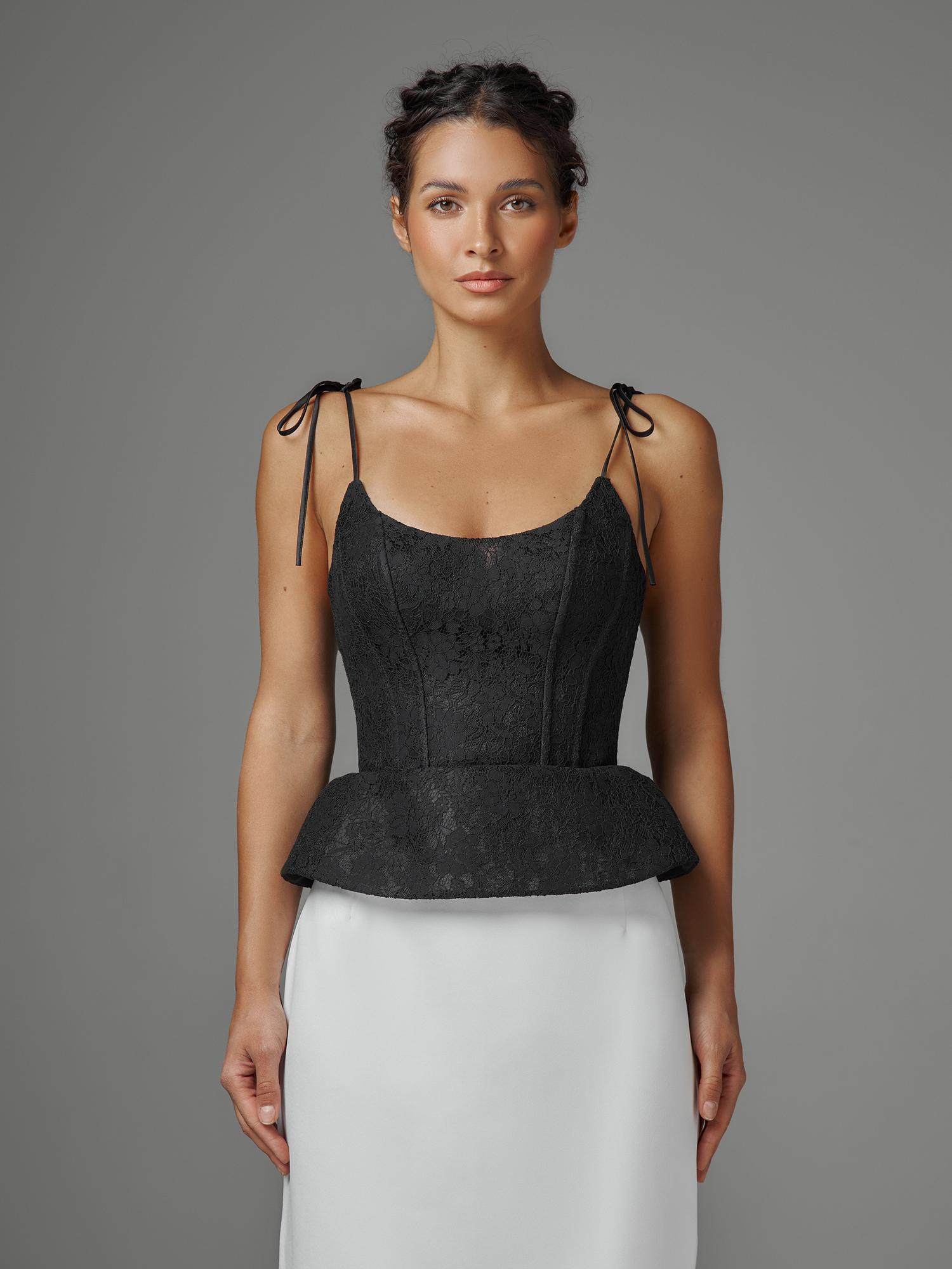 Корсет с баской 091Black кружевной