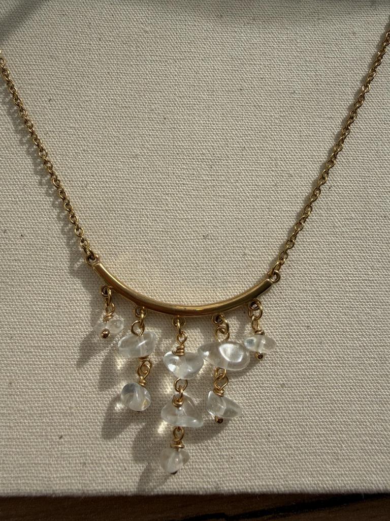 Колье из стали с горным хрусталем Зои