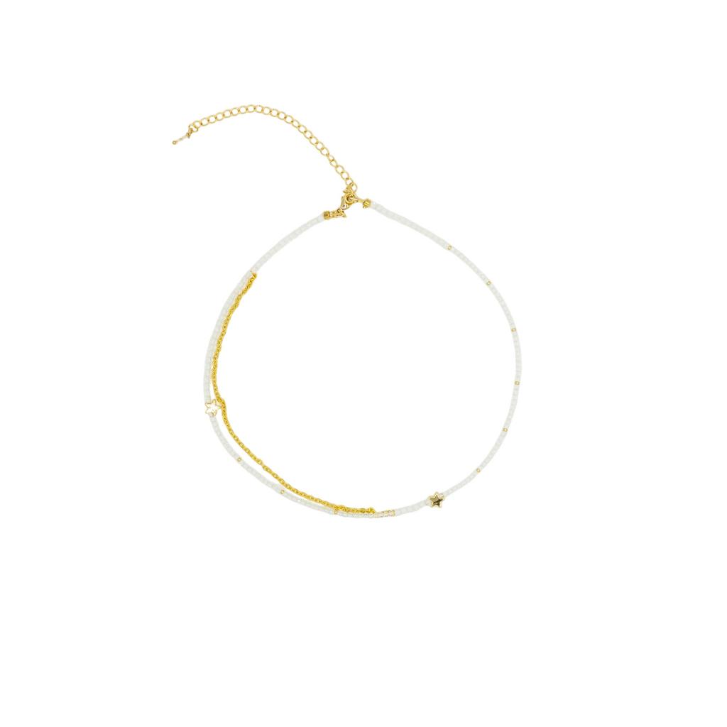 Колье-чокер из граненного хрусталя с позолотой