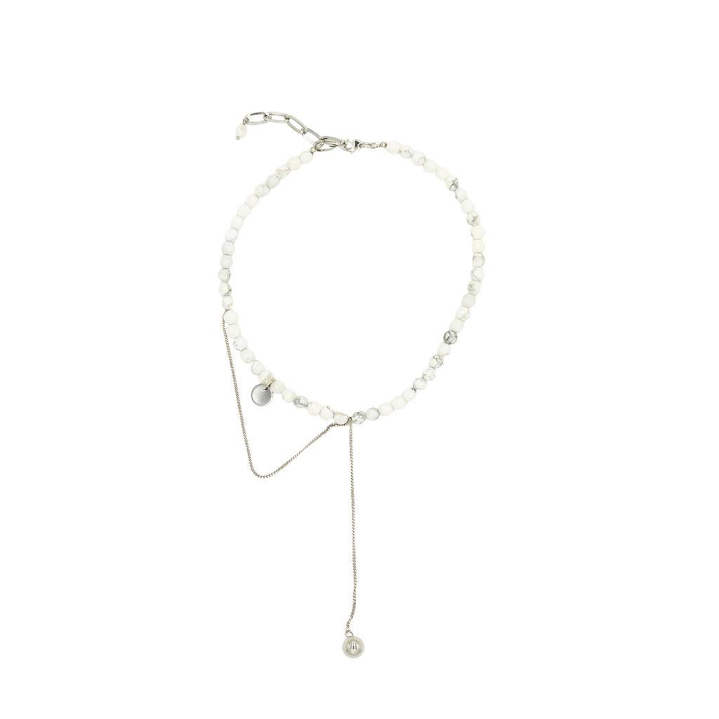 Колье из кахолонга с подвеской в серебре