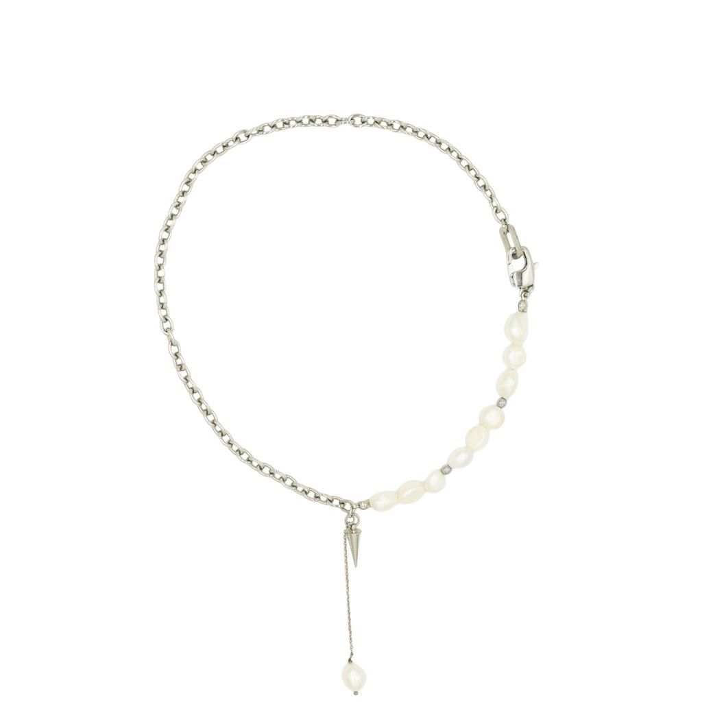 Колье из крупного жемчуга с цепью и подвесом в виде конуса