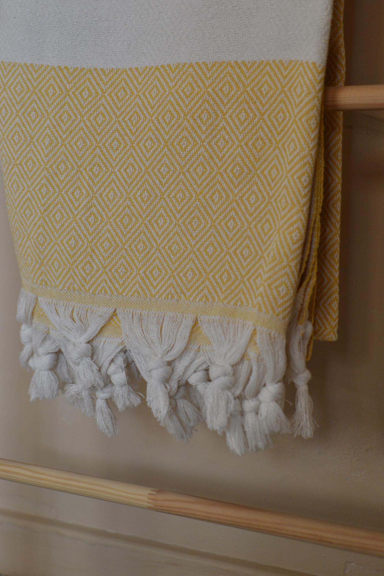 Пештемаль хлопковая желтая в ромбик