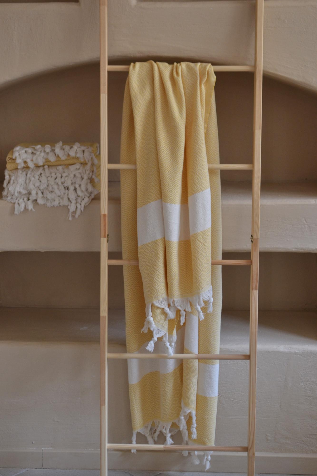 Пештемаль хлопковая желтая в ромбик