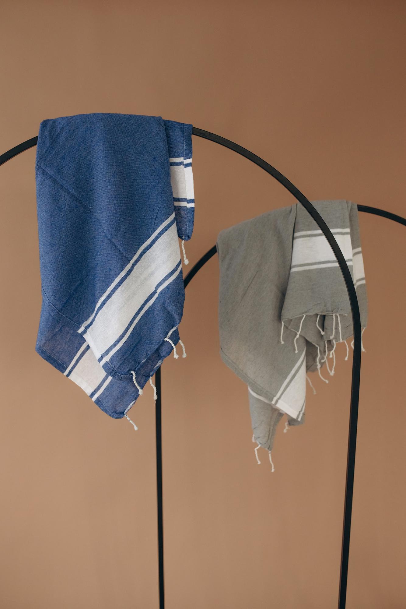 Пештемаль хлопковая синяя в полоску