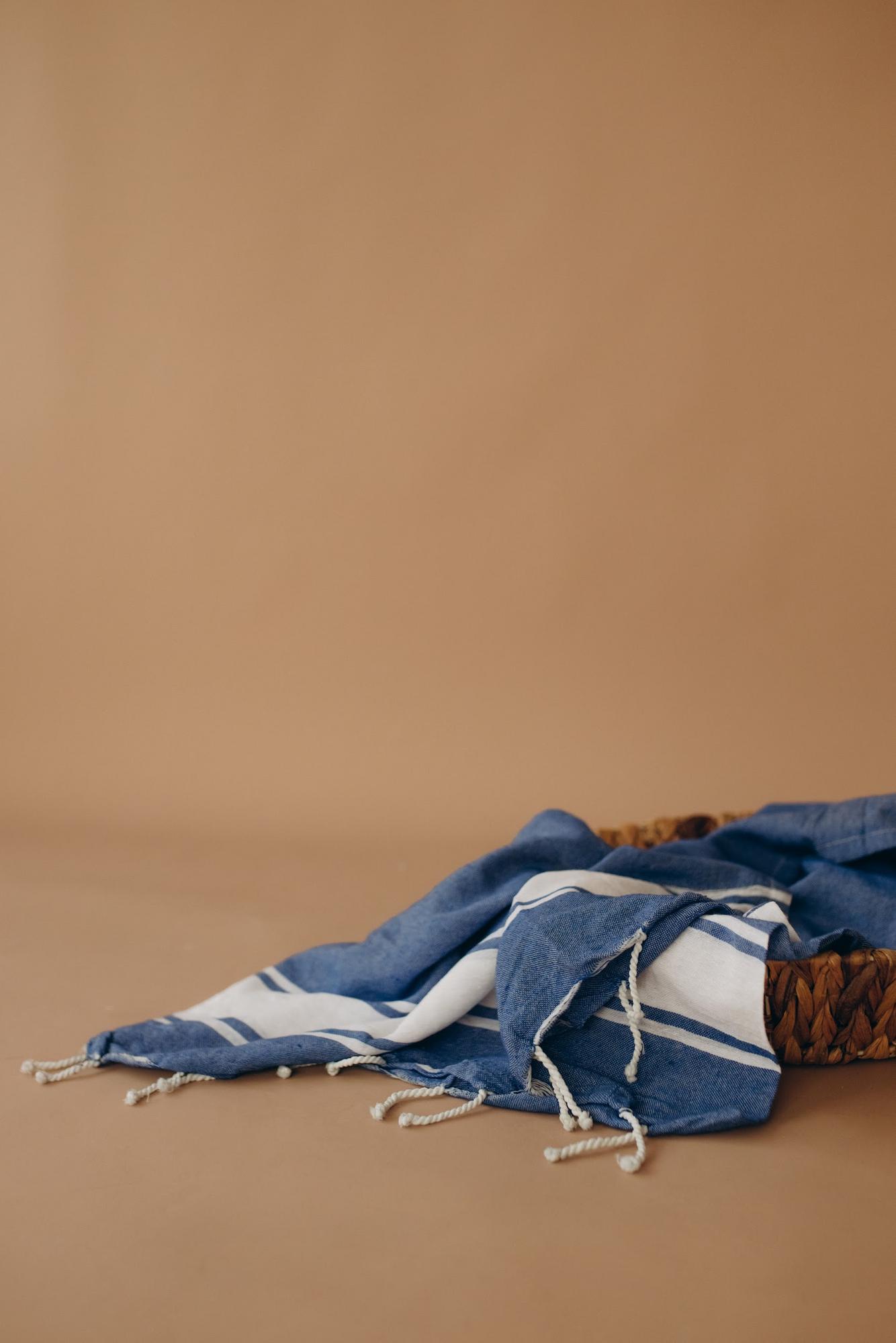 Пештемаль хлопковая синяя в полоску