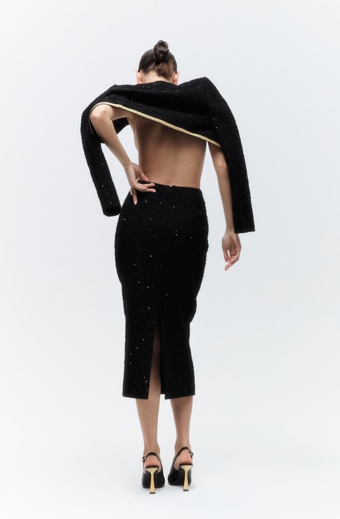 Юбка из твида с пайетками