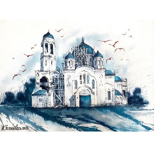 СТАРООБРЯДЧЕСКАЯ ЦЕРКОВЬ ПОКРОВА ПРЕСВЯТОЙ БОГОРОДИЦЫ (Серия "Акварельный Боровск")