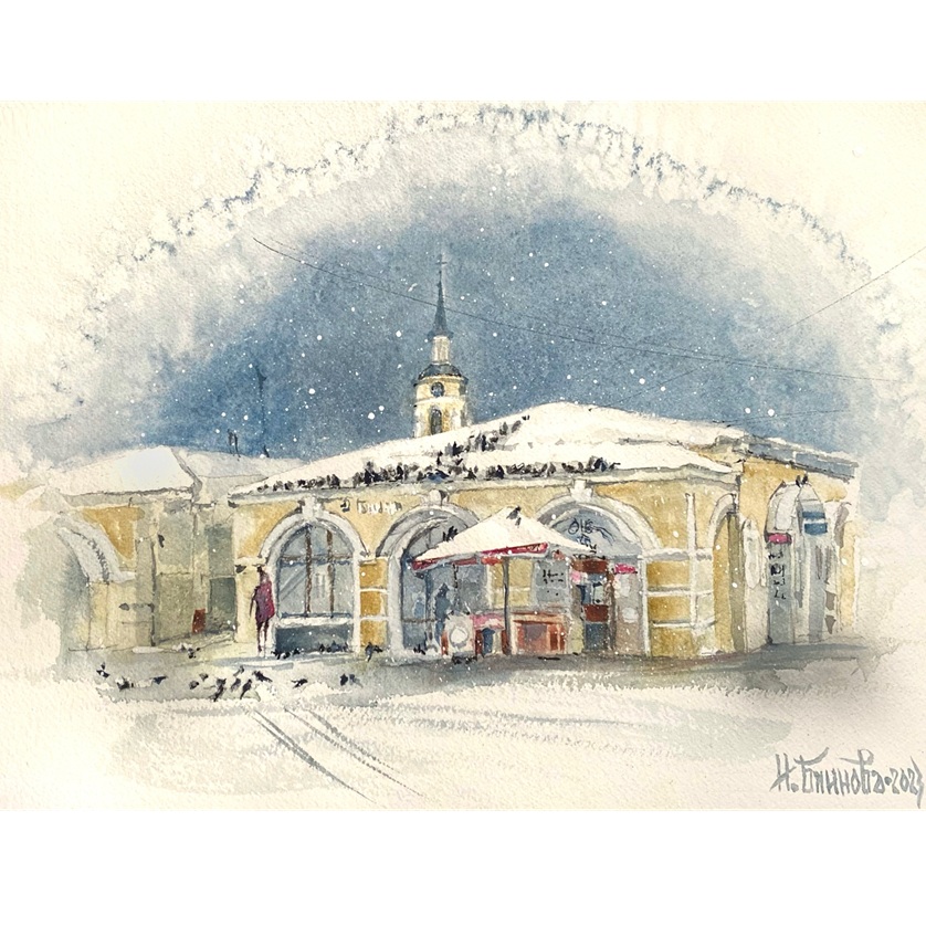 ЗИМА В БОРОВСКЕ, ПЛОЩАДЬ ЛЕНИНА