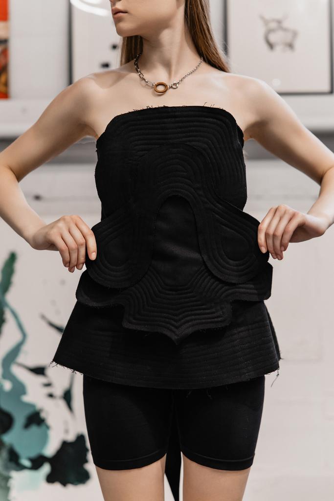 Корсаж стеганый чёрный