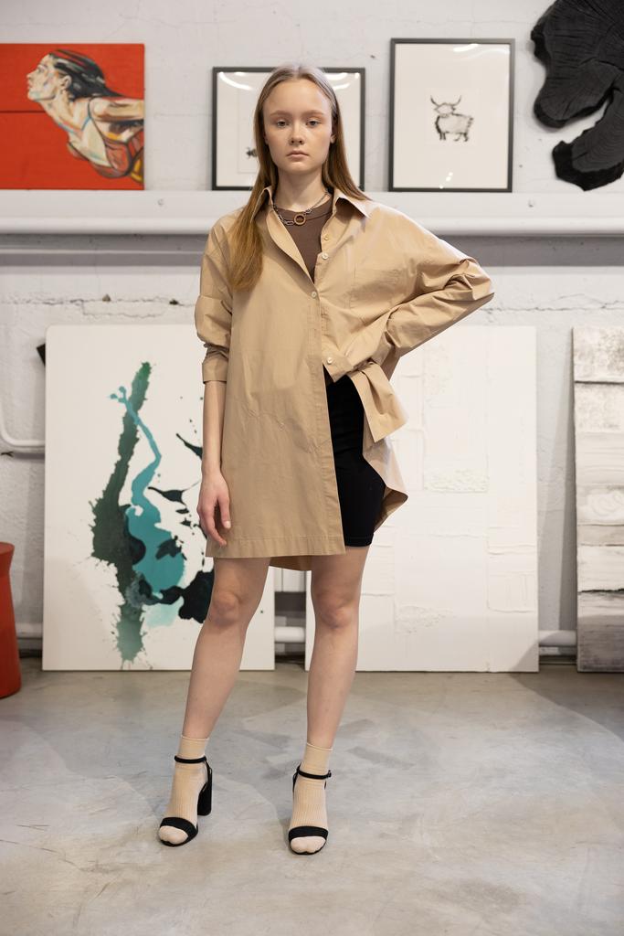 Рубашка бежевая из хлопка