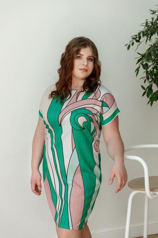 Платье Геометрия зеленое (под заказ), в наличии 4 шт