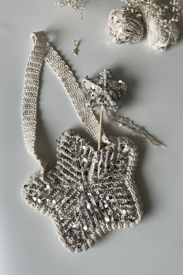 сумка крючком в форме звезды