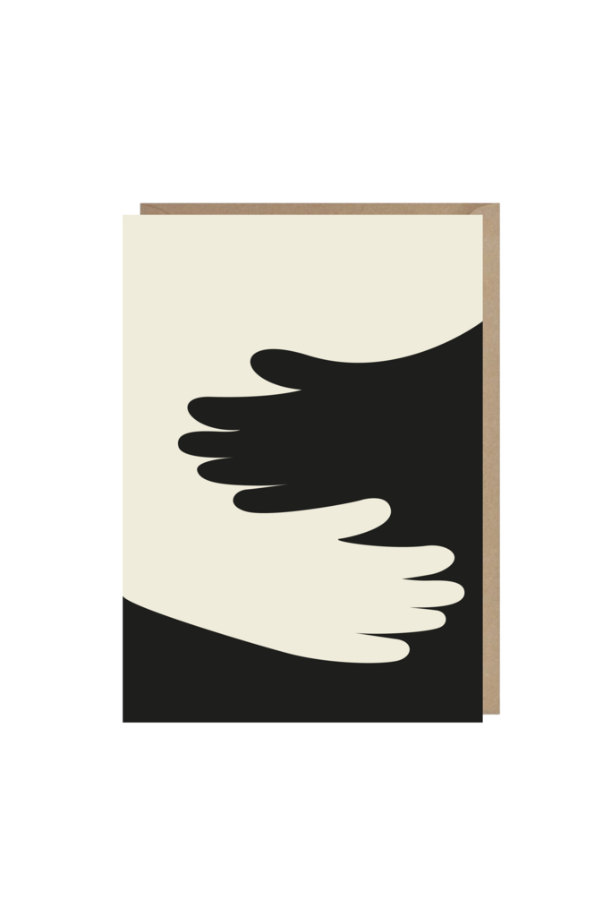 открытка "объятия", бежевая