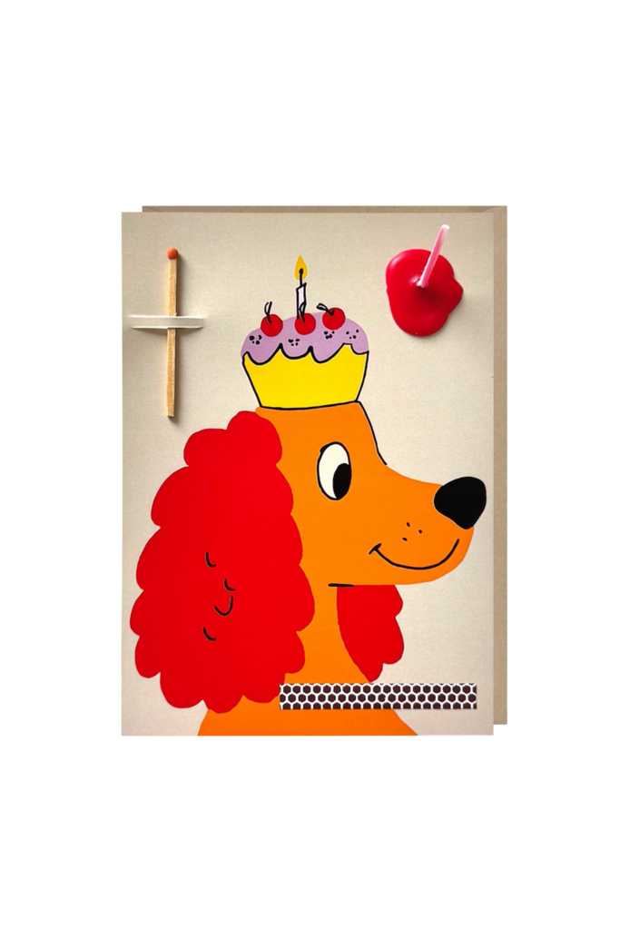 открытка-свечка "собачка с тортиком"