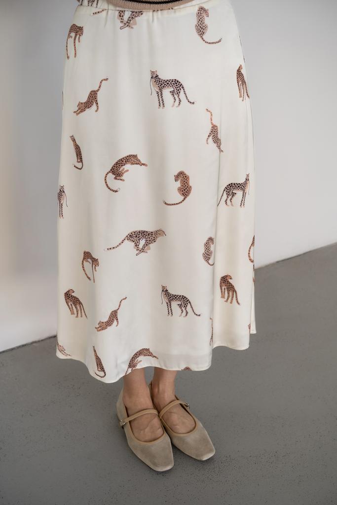 Двухслойная юбка гепарды молочные