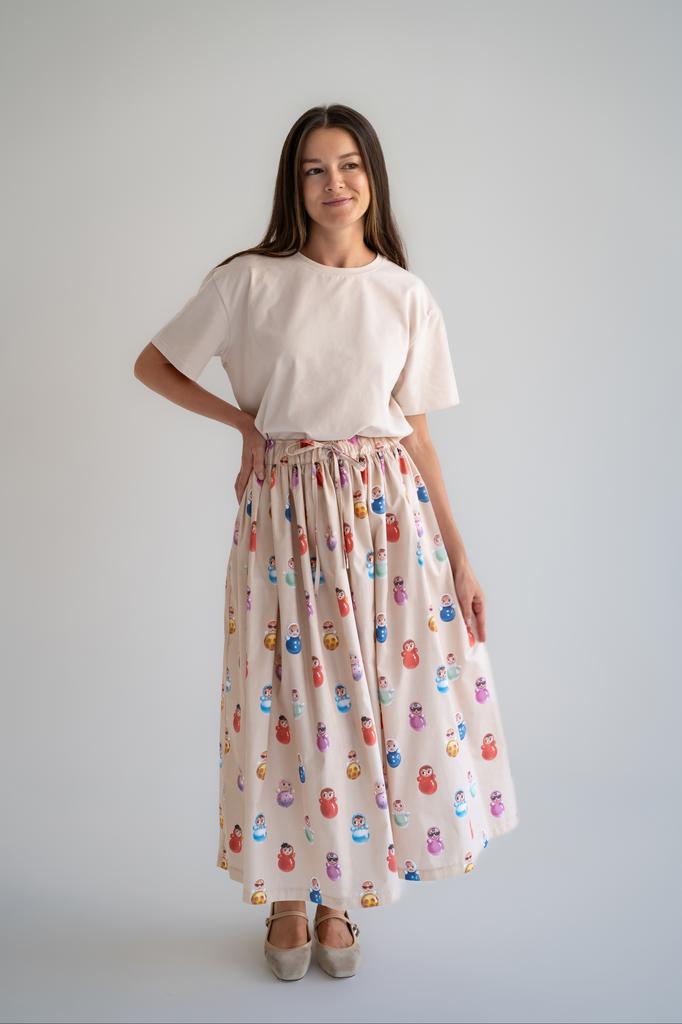 Юбка из хлопка неваляшки бежевая