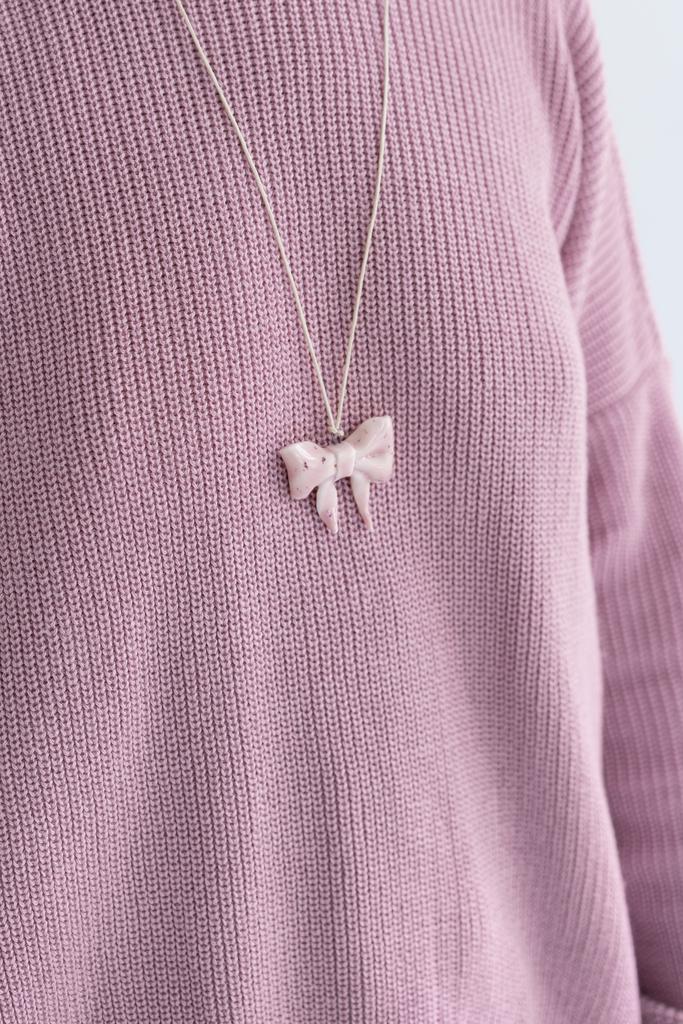 Подвеска бантик нежно-розовый с блестками