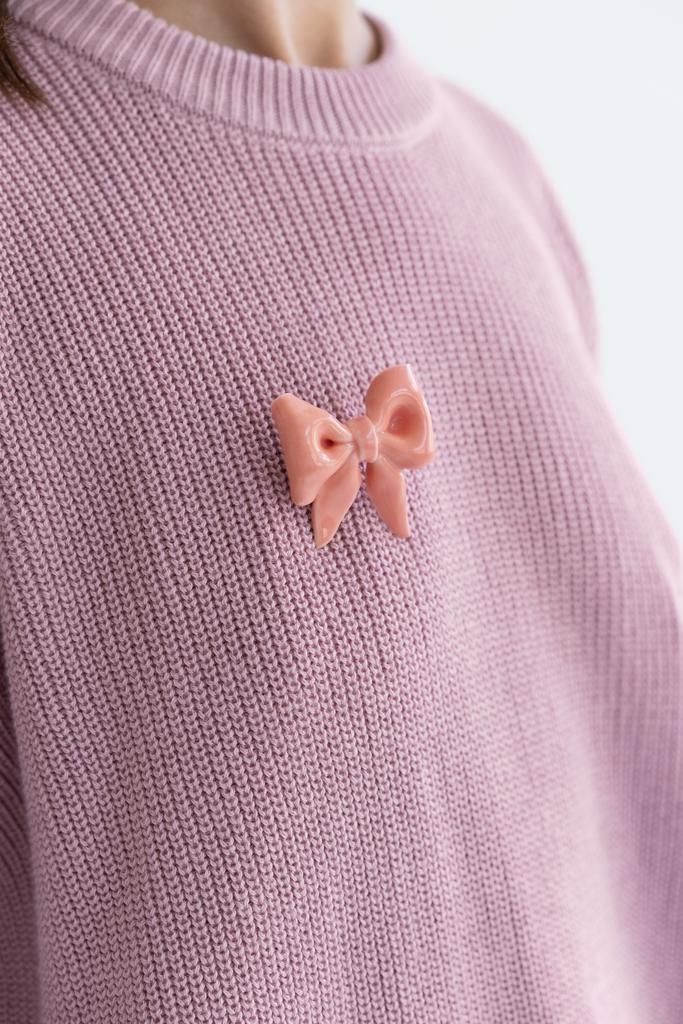 Брошка бантик розовый