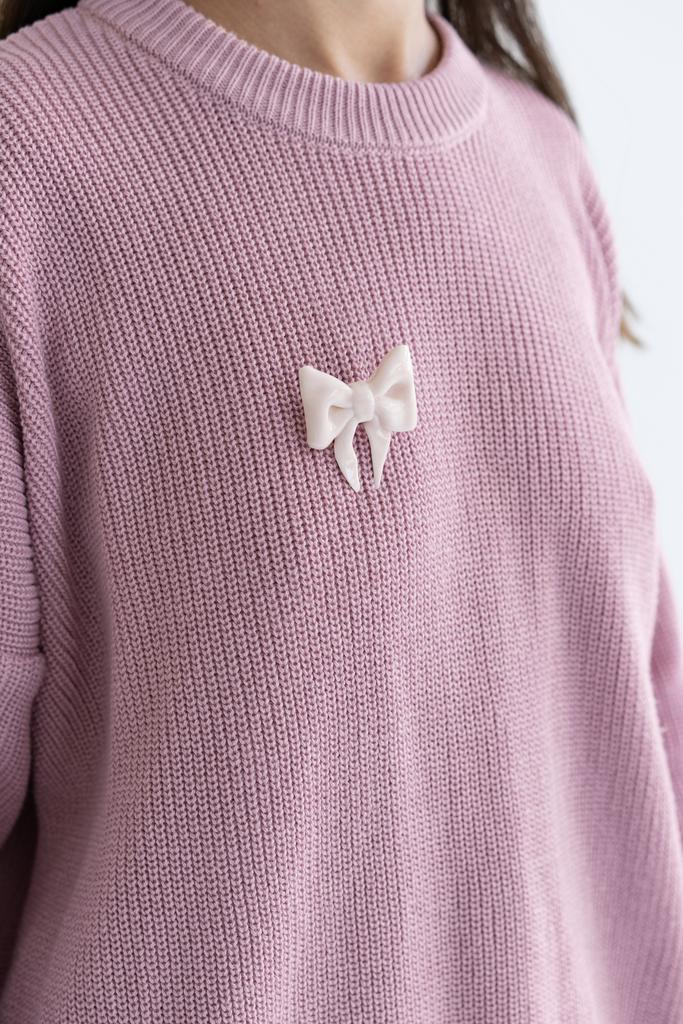 Брошка бантик нежно-розовый