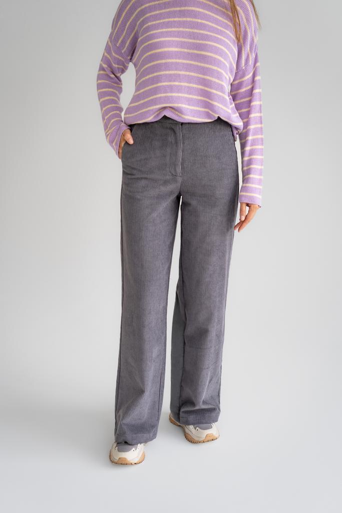 Брюки из вельвета серые