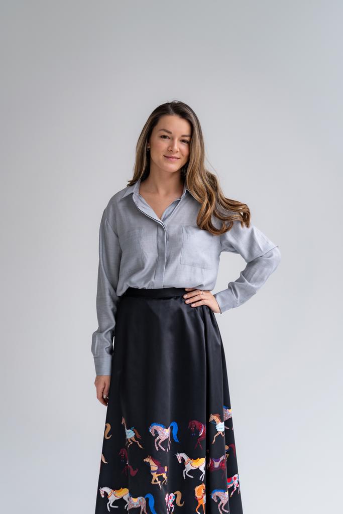 Рубашка серебристо-голубая