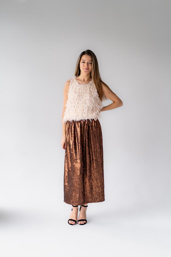Юбка шоколадно-золотистая