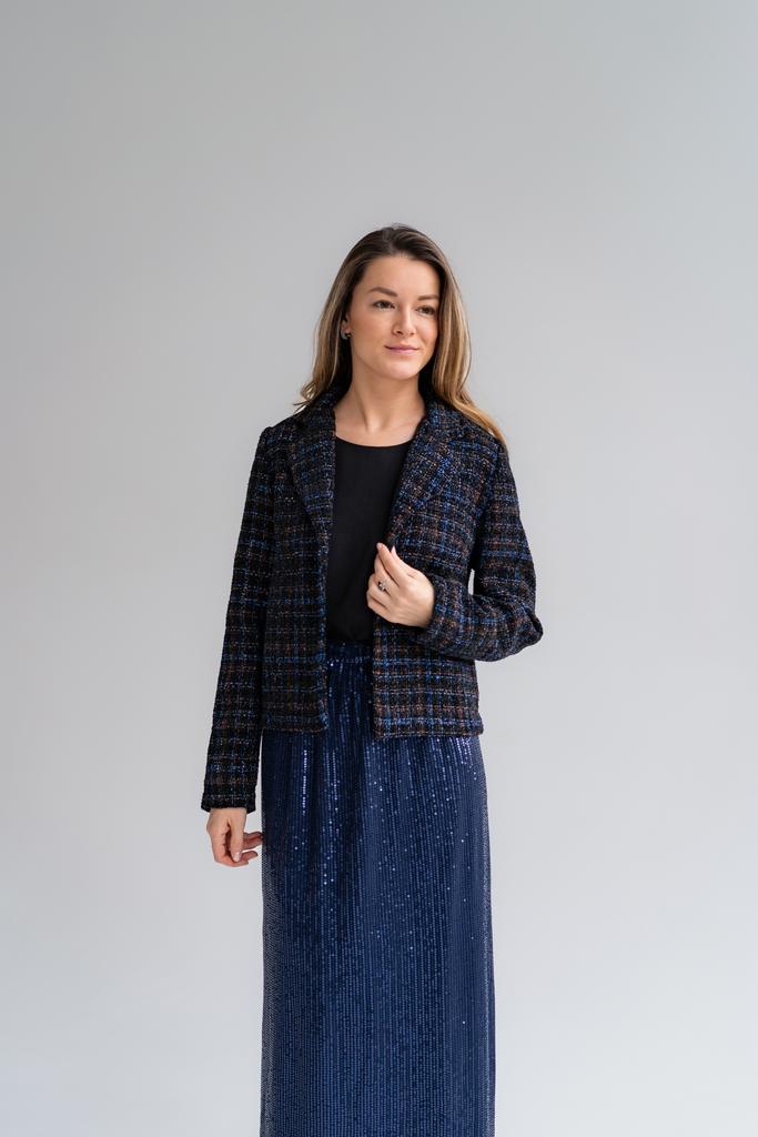 Жакет из твида синий