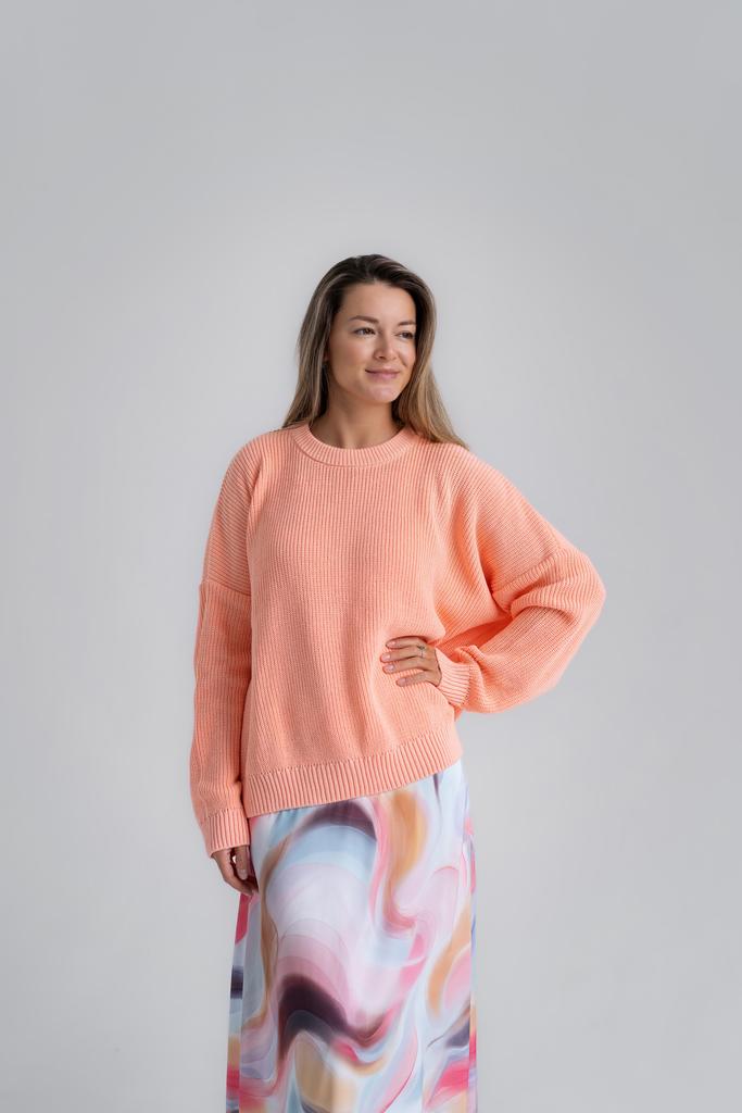 Джемпер из хлопка персиковый