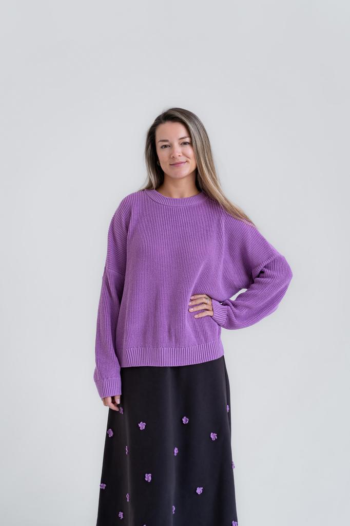 Джемпер из хлопка лавандовый