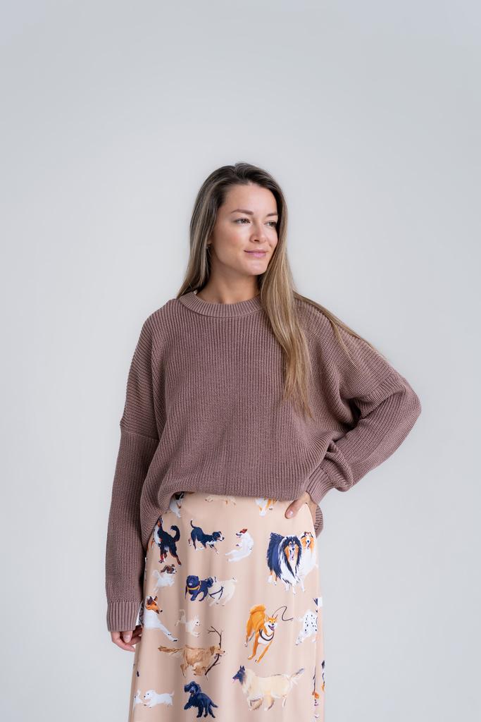 Джемпер из хлопка кофейный