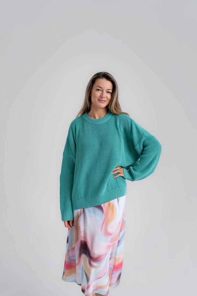 Джемпер из хлопка бирюзовый