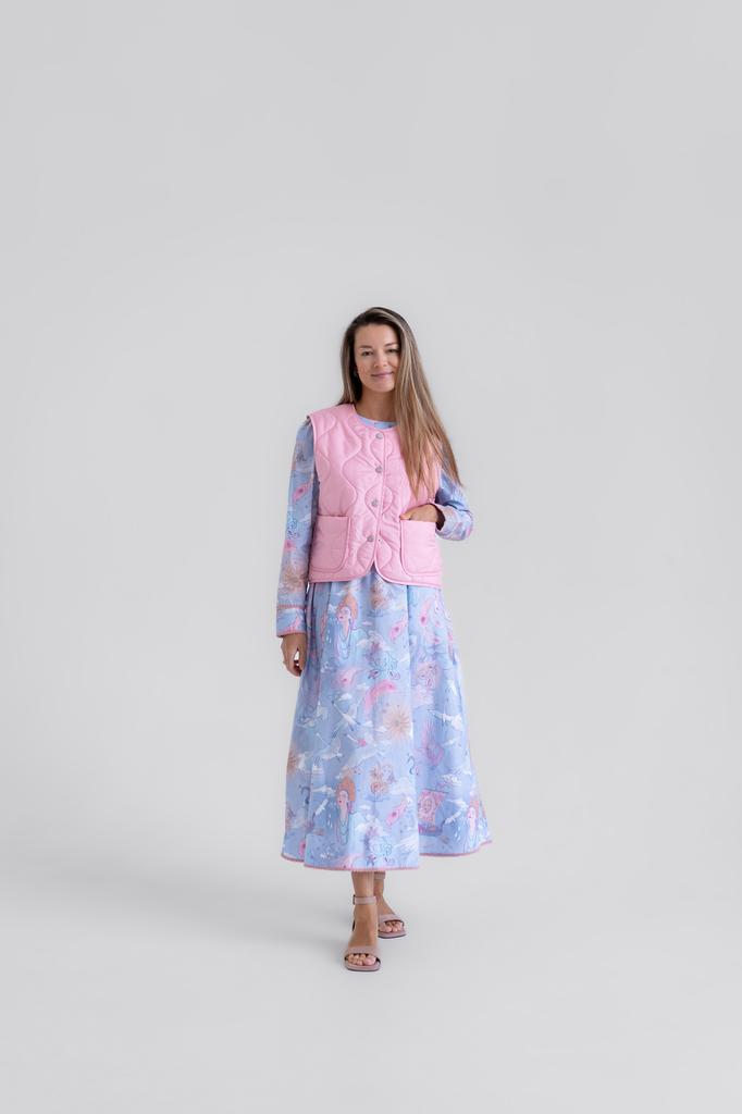 Жилетка стеганая розовая