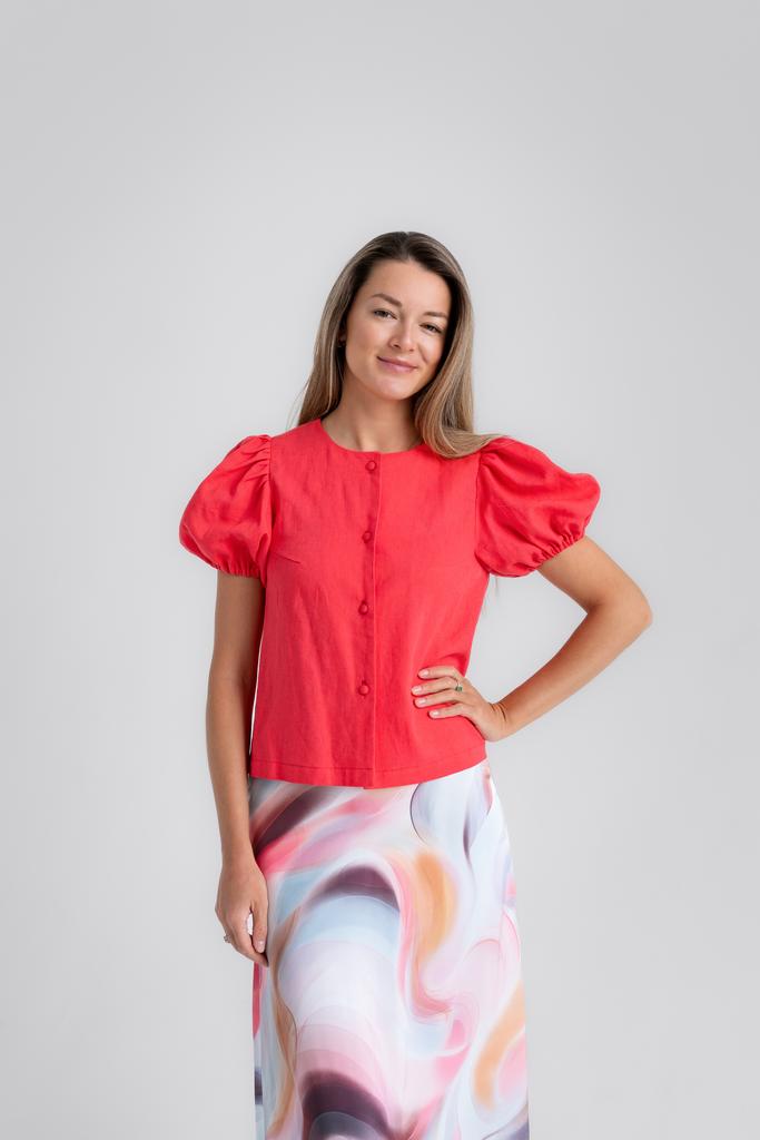 Топ из льна ягодный