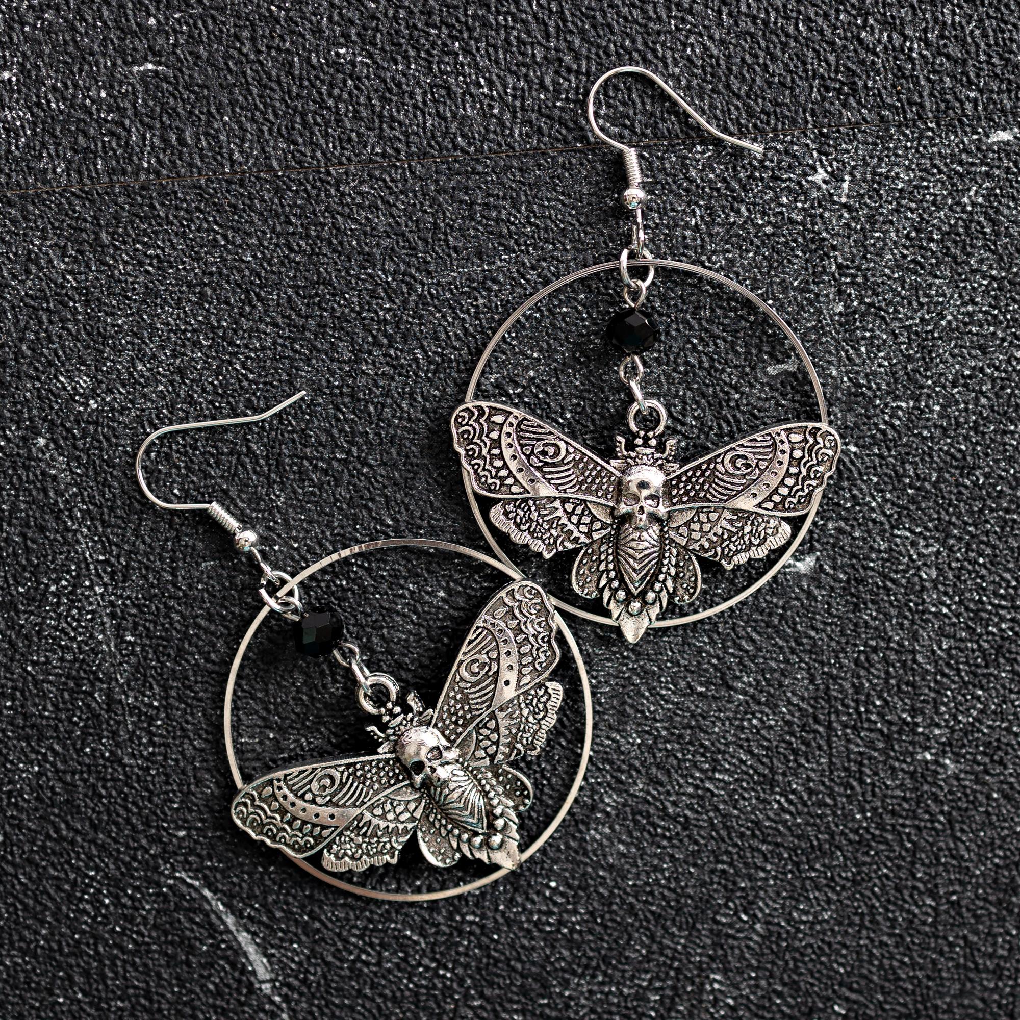 Серьги "Мотылёк с кольцом"