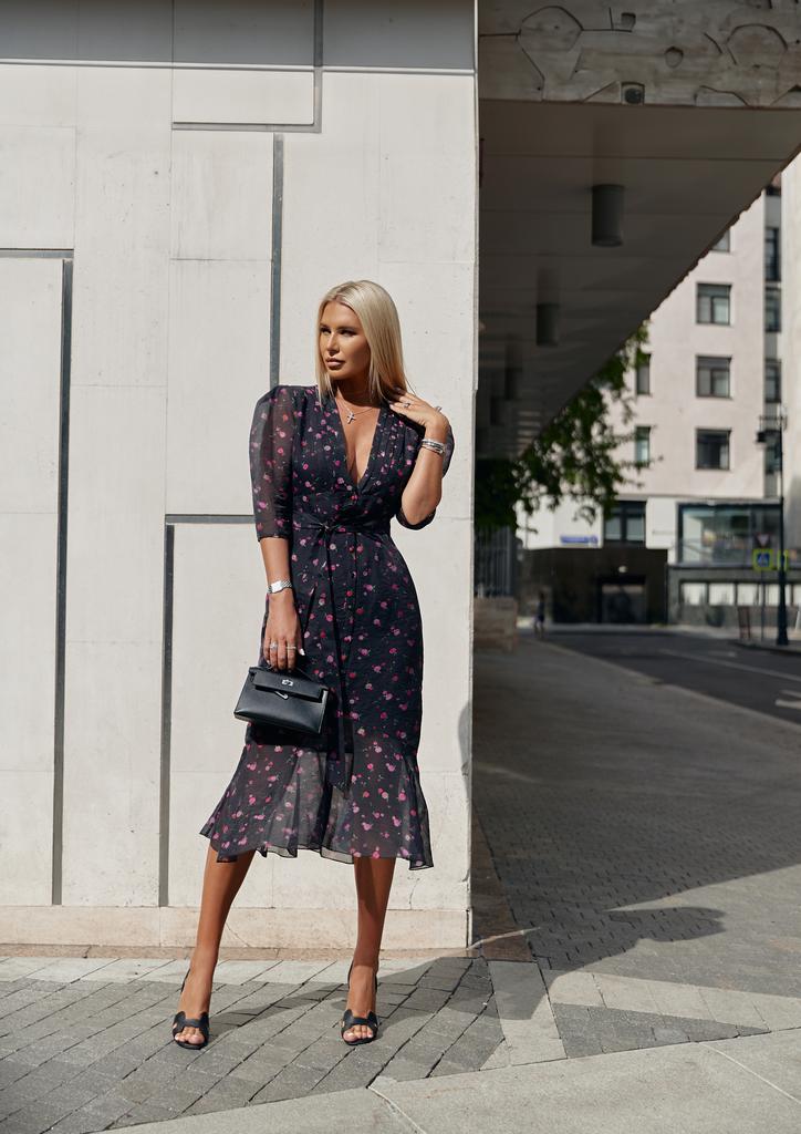 Платье миди черное