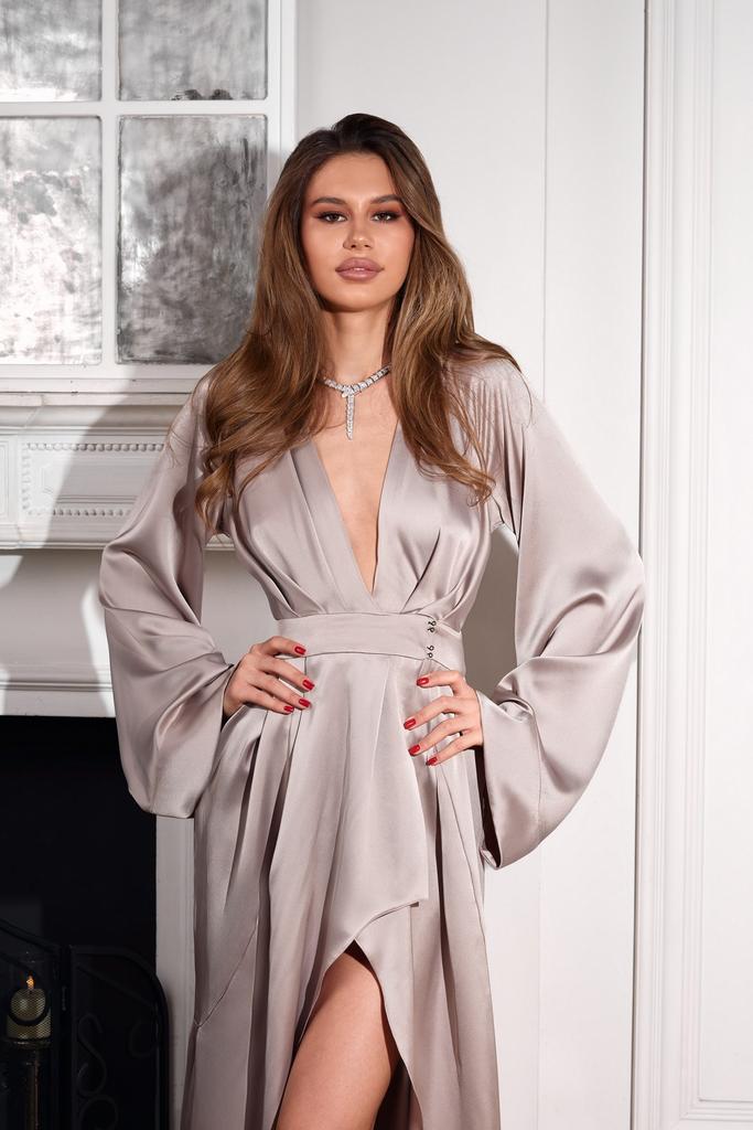 Платье-кимоно пудра