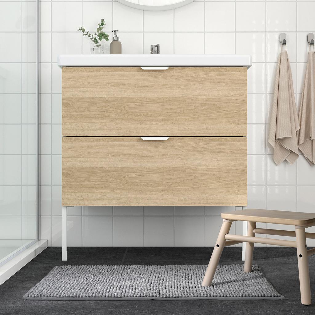 TOFTBO IKEA Коврик для ванной, серо-белый меланж, 50x80 см