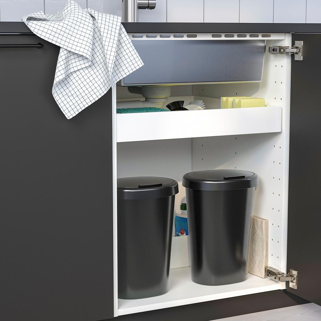 HOLASS IKEA Контейнер с крышкой, черный, 8 л