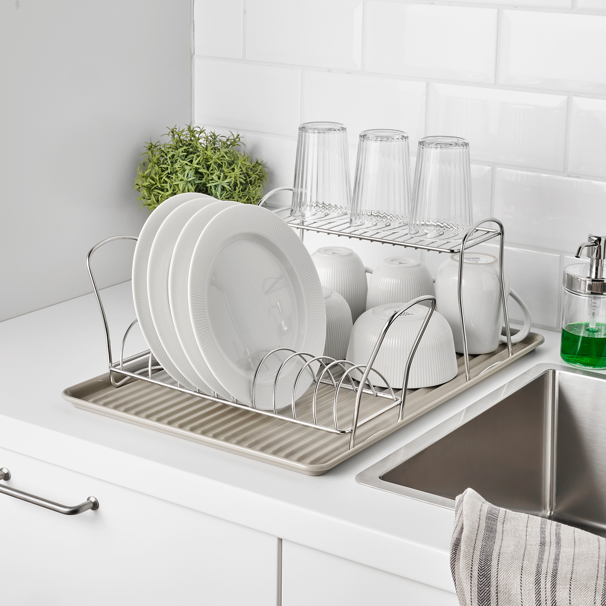 VALVARDAD IKEA Сушилка посудная, 52x35 см, бежевый/оцинковка