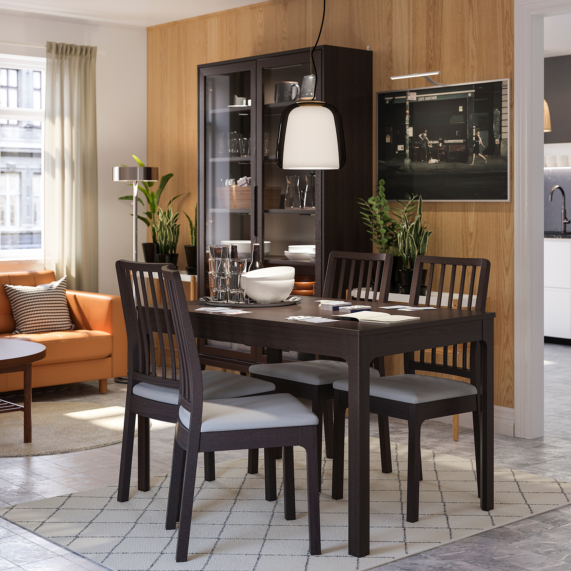 EKEDALEN IKEA Раздвижной стол, темно-коричневый, 120/180x80 см