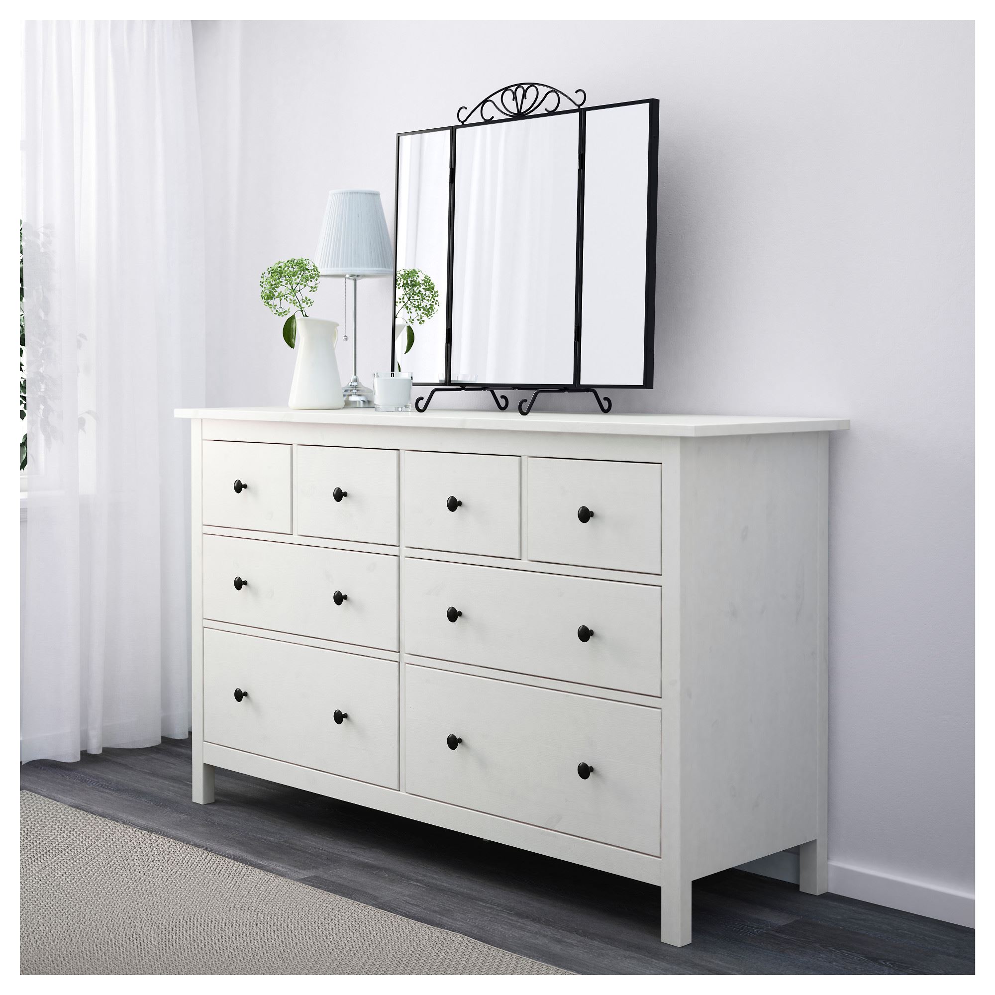 HEMNES IKEA Комод с 8 ящиками, 160x95 см, белая морилка