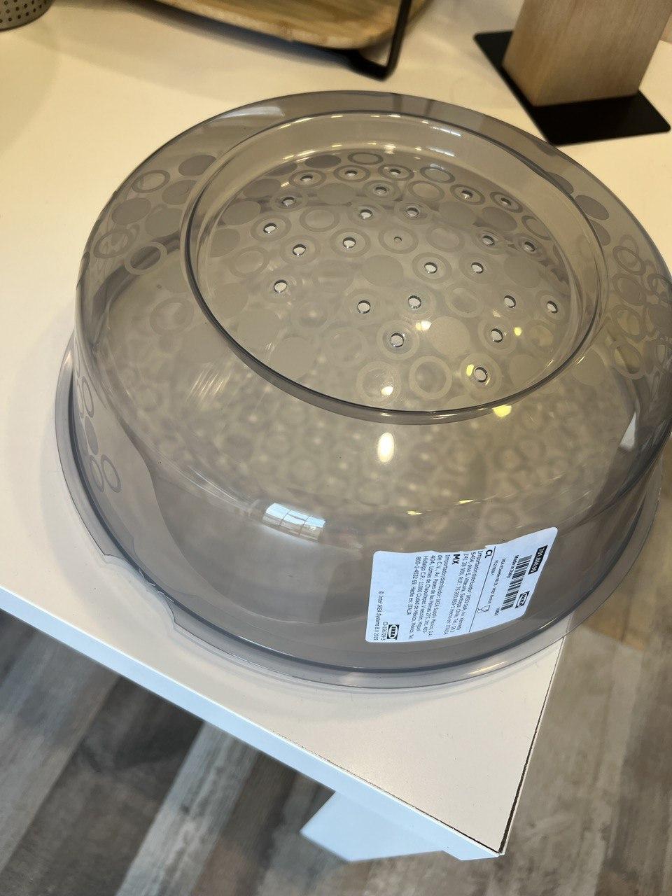 PRICKIG IKEA ПРИККИГ Колпак для СВЧ, серый, 26 см, есть повреждение