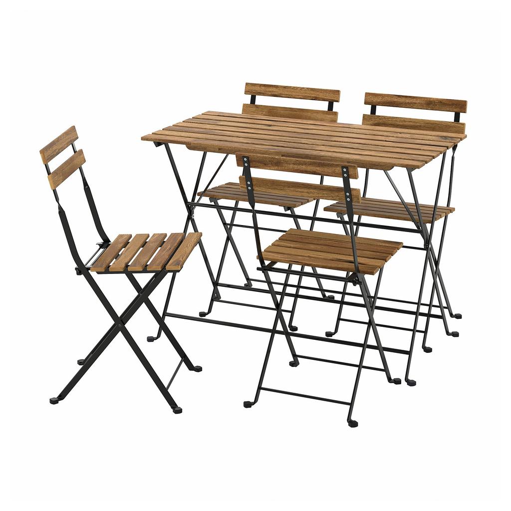 TARNO IKEA ТЭРНО Стол+4 стула, д/сада, черный/светло-коричневая морилка
