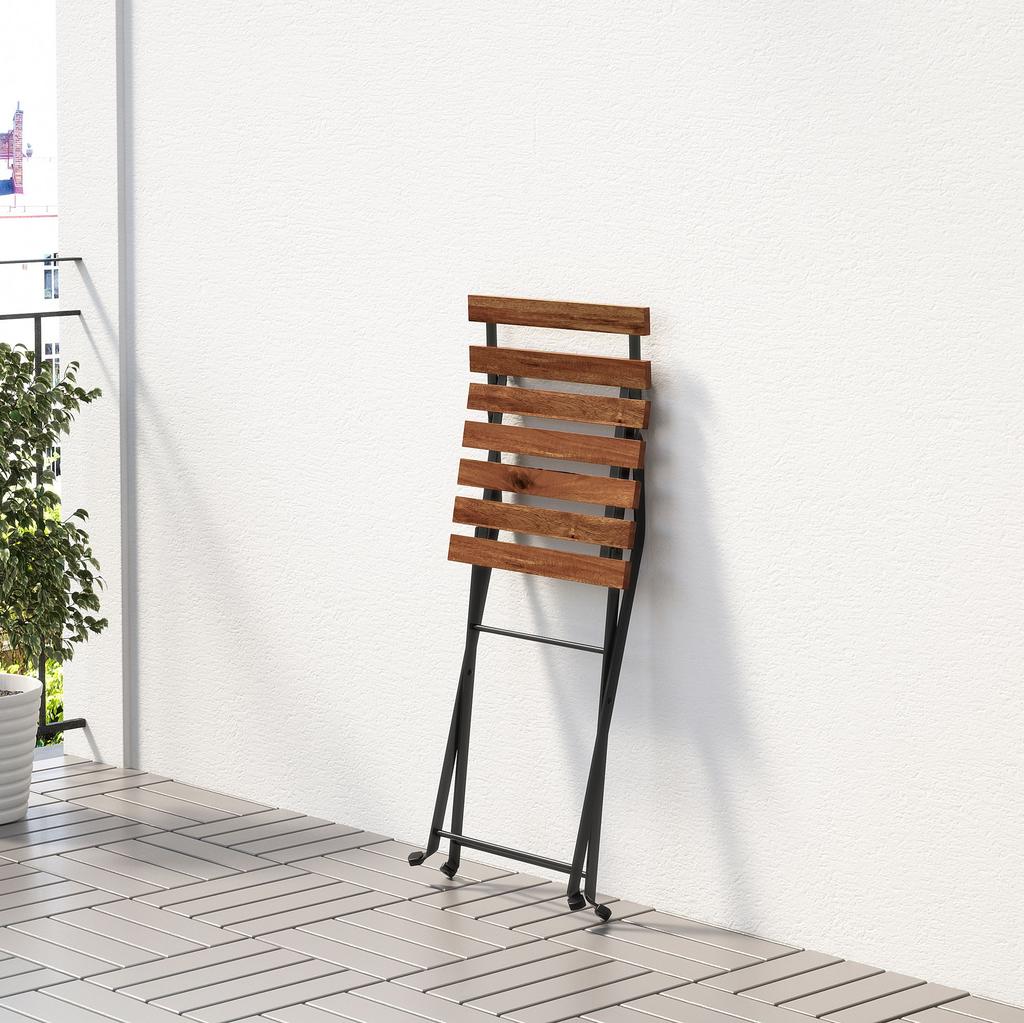 TARNO IKEA ТЭРНО Стол+4 стула, д/сада, черный/светло-коричневая морилка