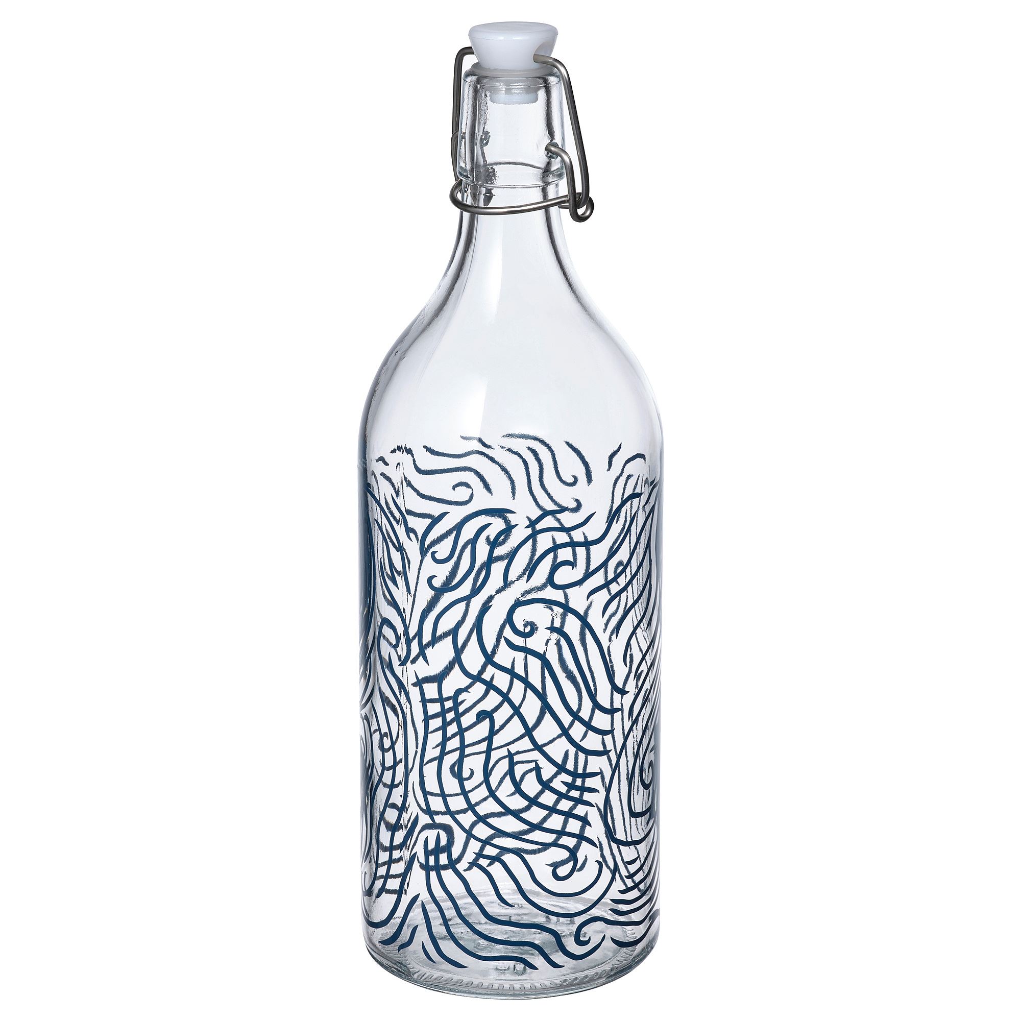 KORKEN IKEA КОРКЕН Бутылка с пробкой, с рисунком/синий 1 л