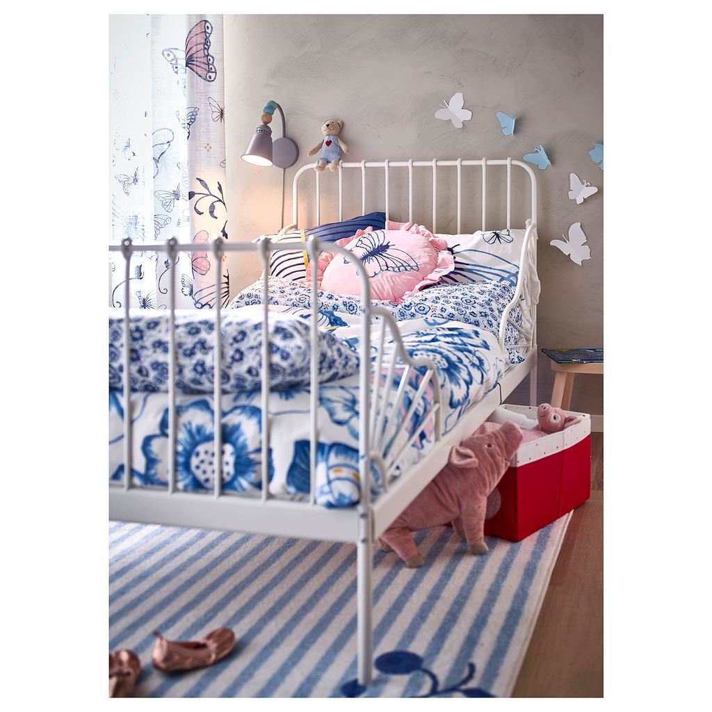 MINNEN/LUROY IKEA Раздвижная кровать с реечным дном, белый 80x200 см