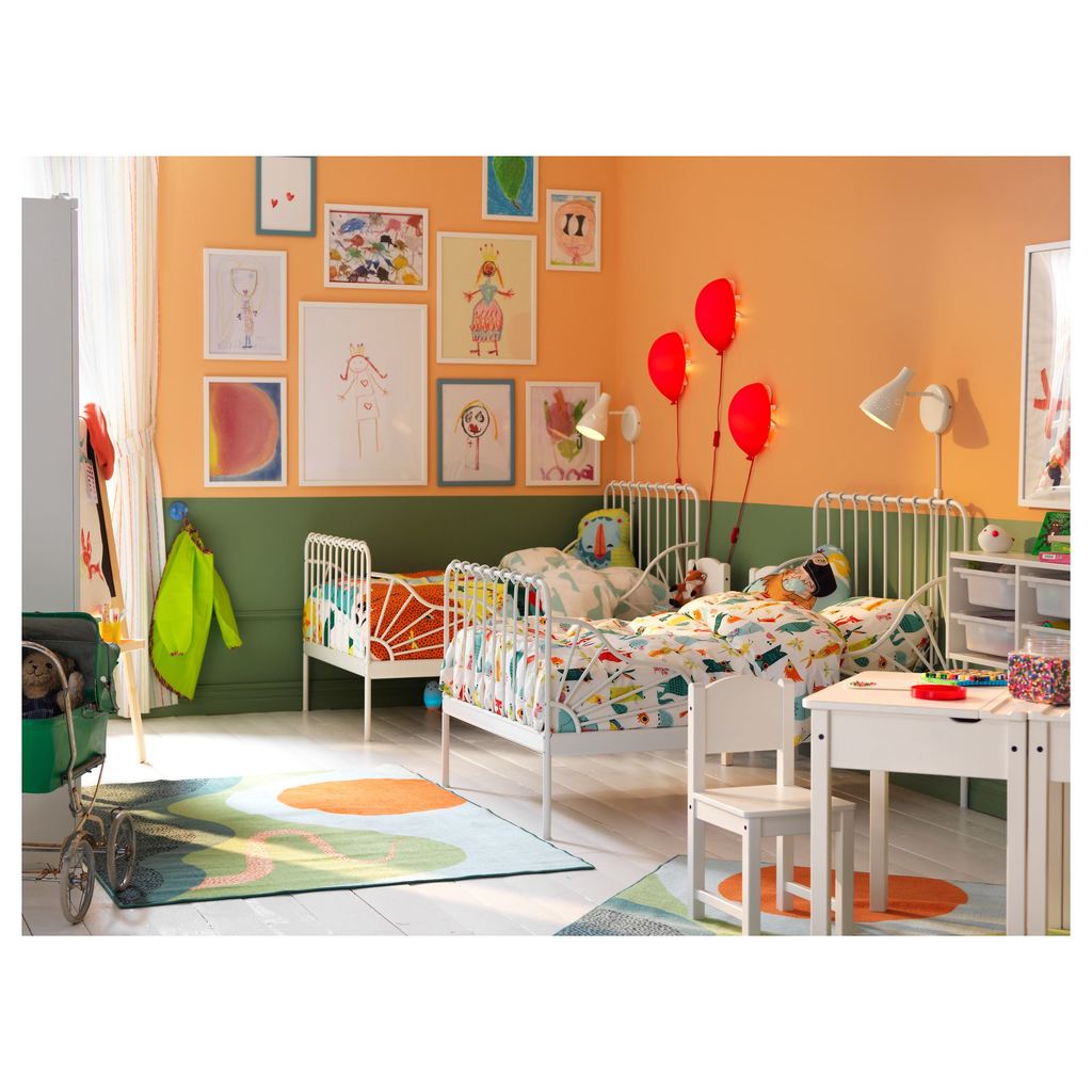 MINNEN/LUROY IKEA Раздвижная кровать с реечным дном, белый 80x200 см