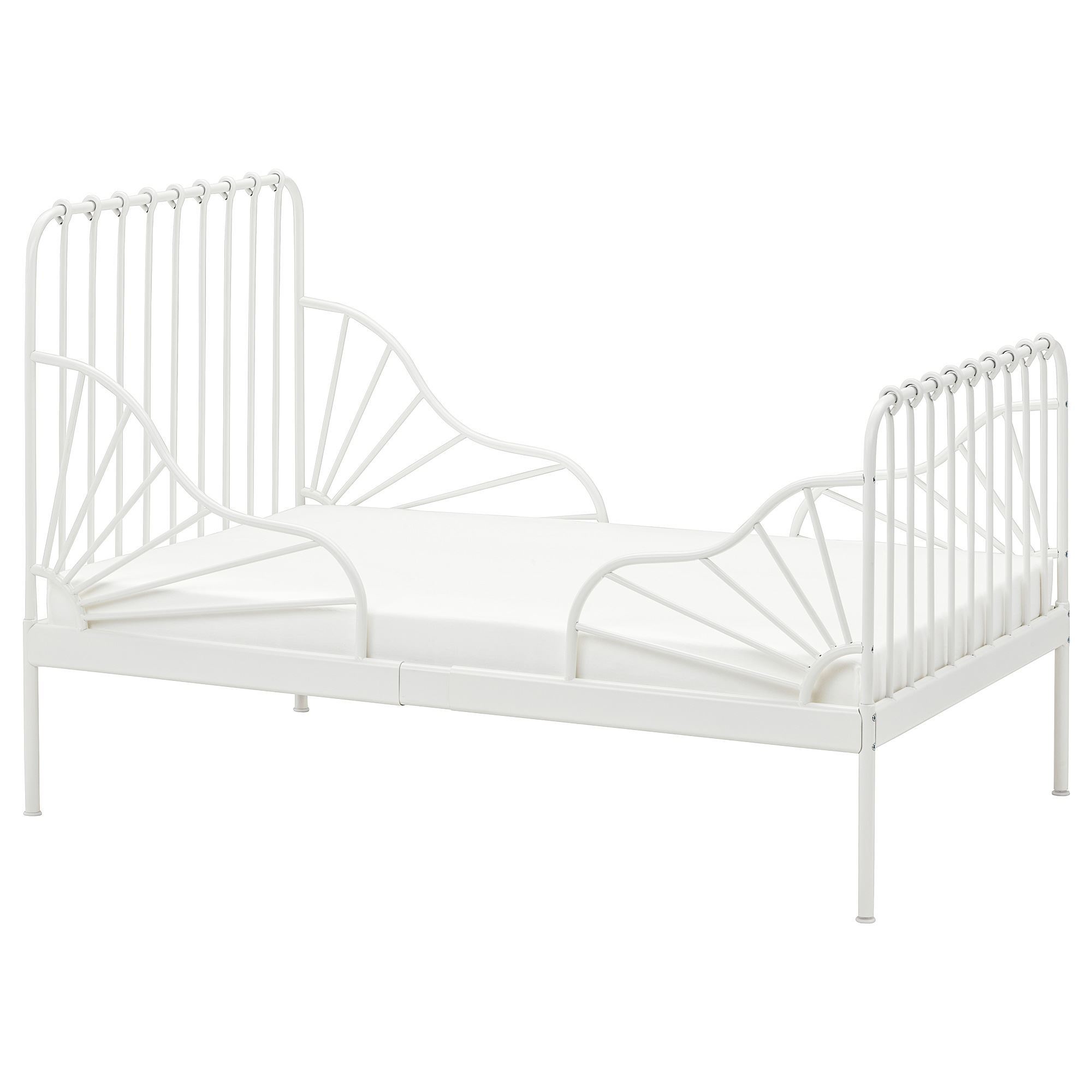 MINNEN/LUROY IKEA Раздвижная кровать с реечным дном, белый 80x200 см